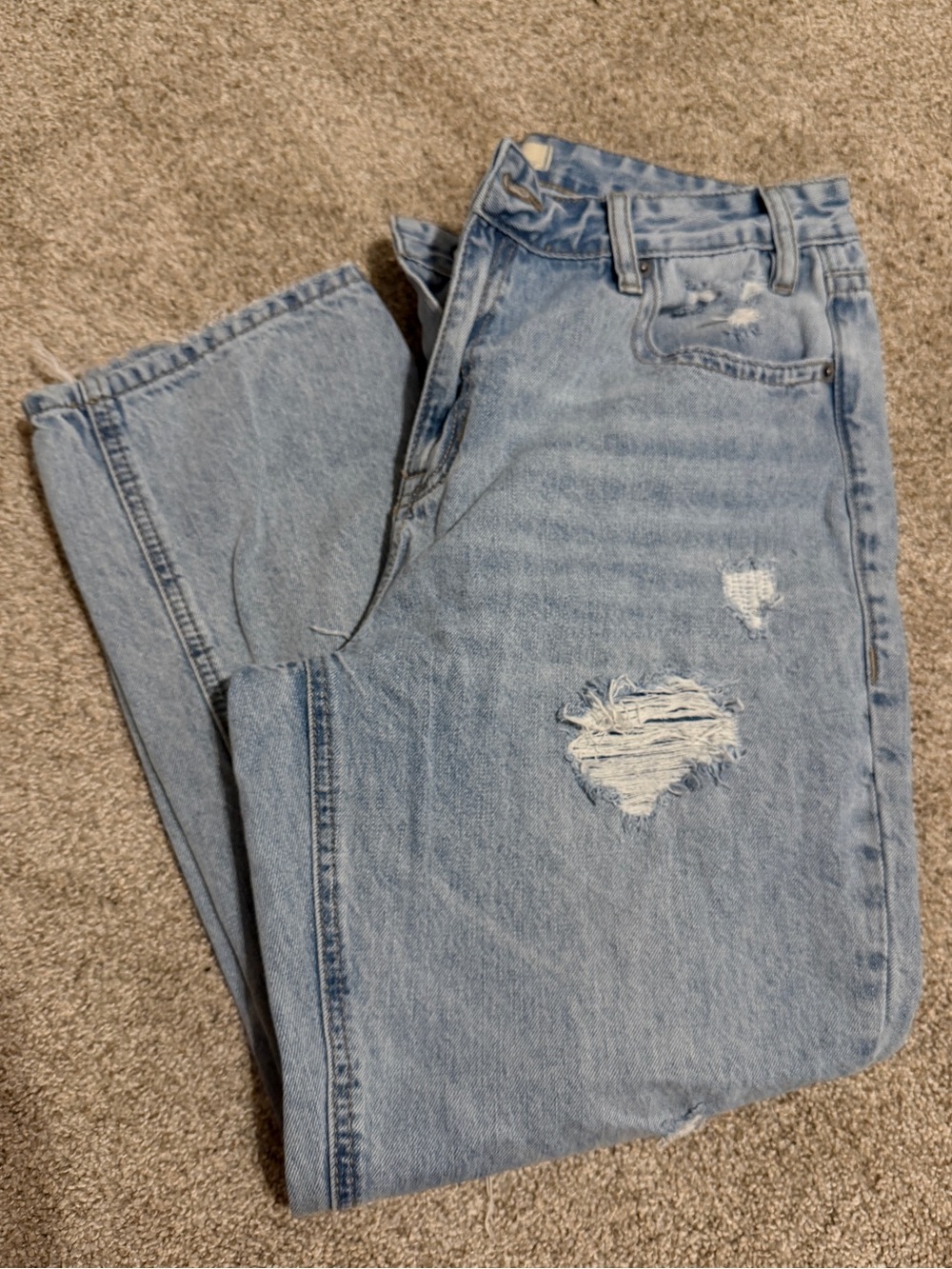 High-Rise Light Blue Distressed Women's Jeans